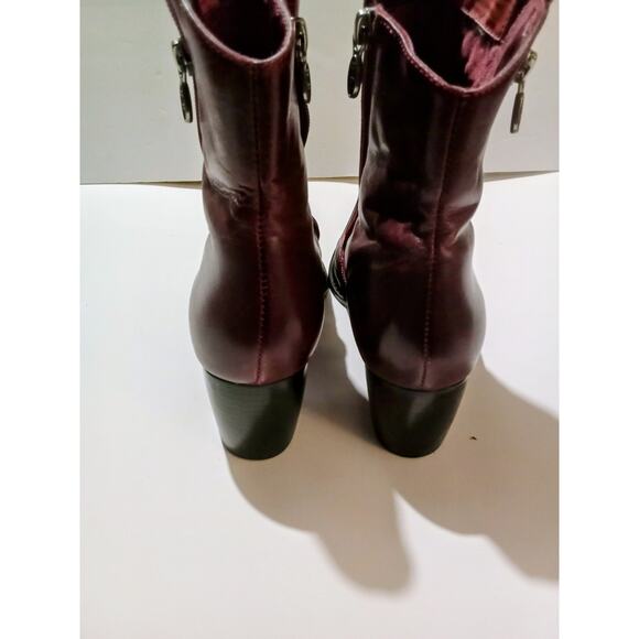 Harley Davidson Women Genuine Leather Double Zip Red Boots Size 8 - Picture 6 of 10